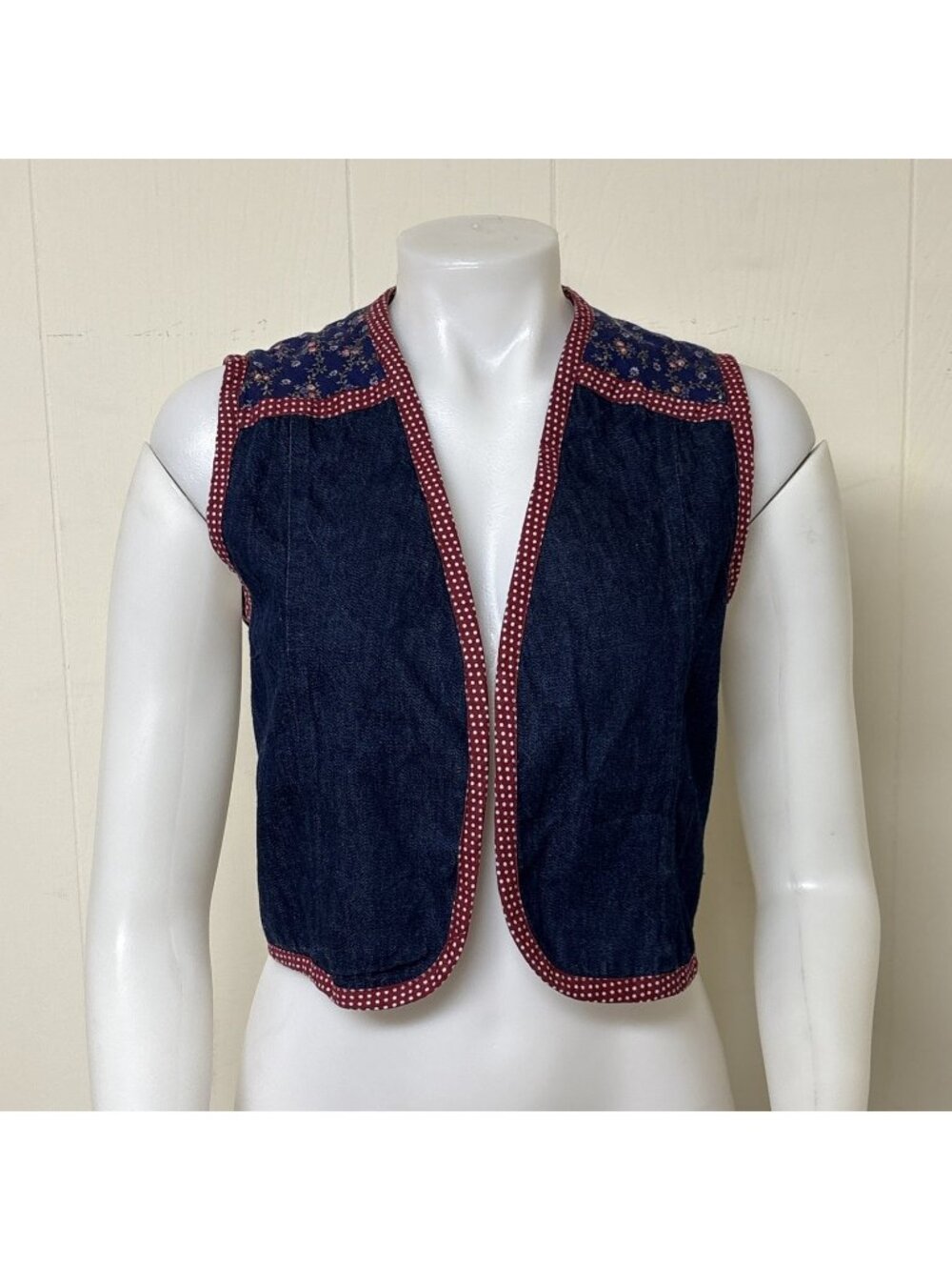 Vtg Jessica Gunnies Denim Vest Womens M Gunne Sax Calico Prairie Cottagecore USA